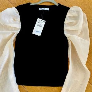 COPY - Cute Zara black organza sleeve top